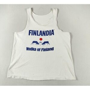 Finlandia Vodka Of Finland Shirt Mens Medium White Tank Top Graphic‎ Bar Promo